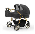 Carucior pentru gemeni Nativo Gemini 3 in 1 Grafit/Gold latime 87 cm reversibil carucior-gemeni