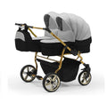 Carucior pentru gemeni Nativo Gemini 3 in 1 Gri Deschis-Negru/Gold latime 87 cm reversibil carucior-gemeni