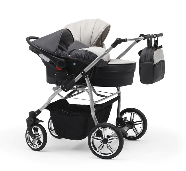 Carucior pentru gemeni Nativo Gemini 3 in 1 Grafit/Gold latime 87 cm reversibil carucior-gemeni