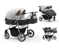 Carucior pentru gemeni Nativo Gemini 3 in 1 Gri-Grafit/Gri latime 87 cm reversibil carucior-gemeni
