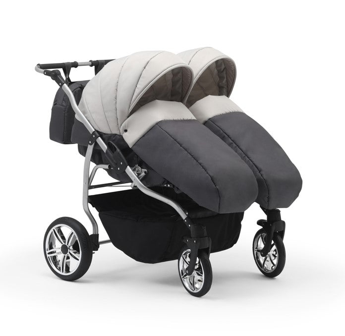 Carucior pentru gemeni Nativo Gemini 3 in 1 Gri-Negru/Gold latime 87 cm reversibil carucior-gemeni