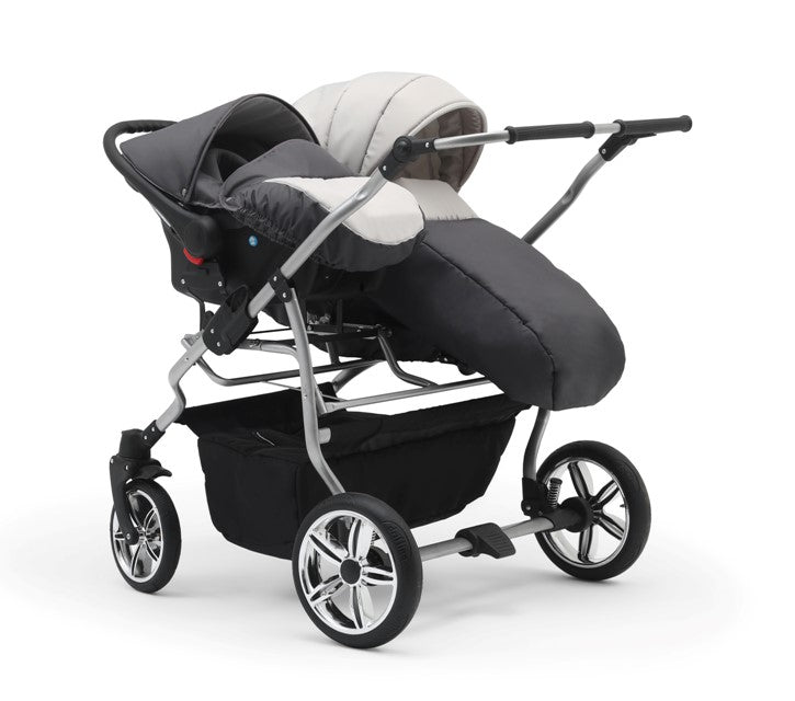 Carucior pentru gemeni Nativo Gemini 3 in 1 Negru-Alb/Gold latime 87 cm reversibil carucior-gemeni