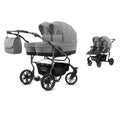 Carucior pentru gemeni 2 in 1 Mikado Goldstar GS-05 Gri/Cadru negru/Roti negre carucior-gemeni